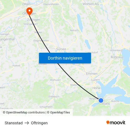 Stansstad to Oftringen map
