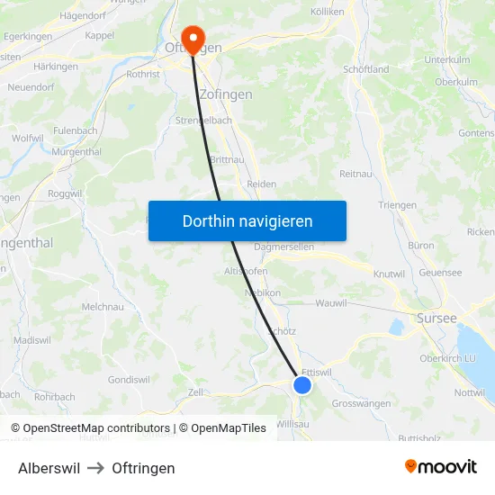 Alberswil to Oftringen map