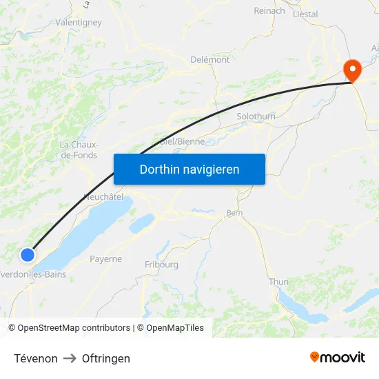 Tévenon to Oftringen map