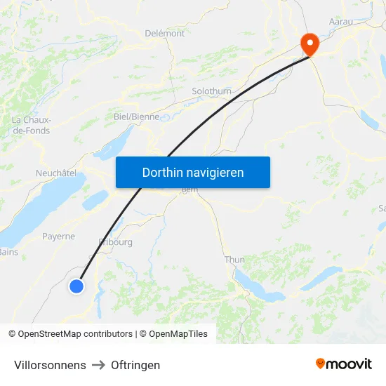 Villorsonnens to Oftringen map