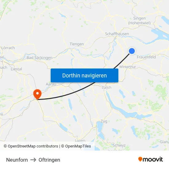 Neunforn to Oftringen map