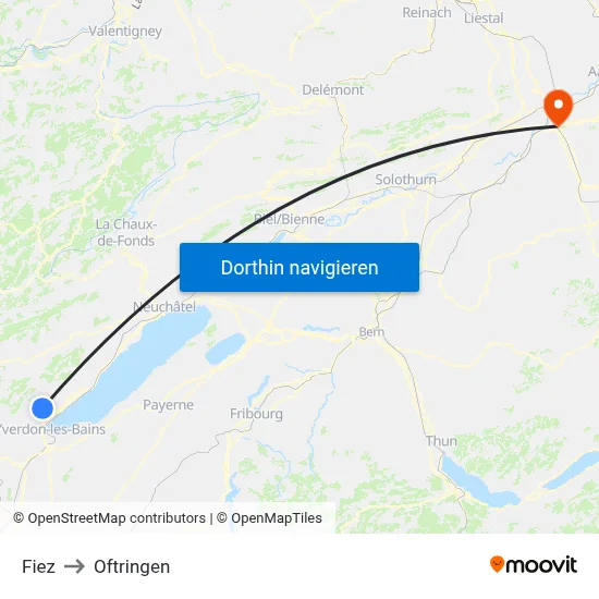 Fiez to Oftringen map