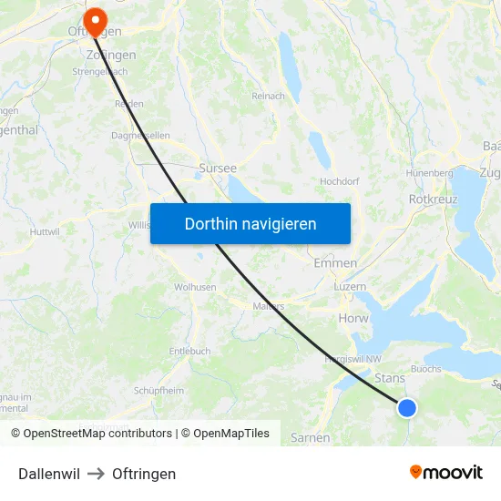 Dallenwil to Oftringen map