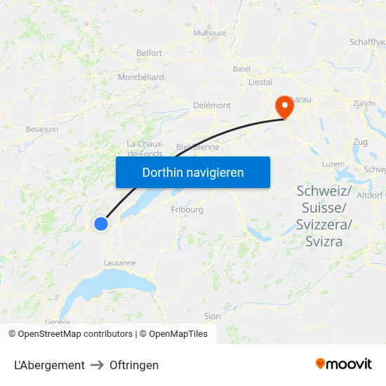 L'Abergement to Oftringen map