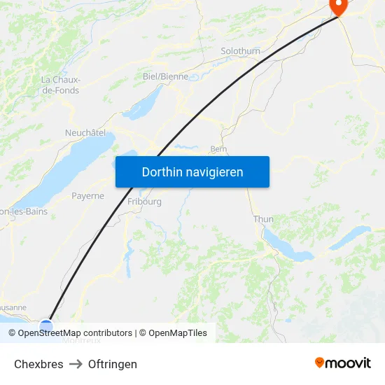 Chexbres to Oftringen map