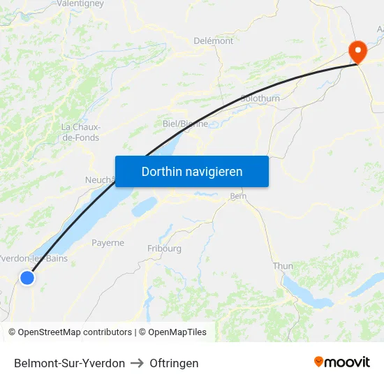 Belmont-Sur-Yverdon to Oftringen map