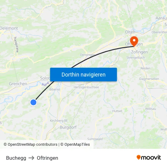 Buchegg to Oftringen map