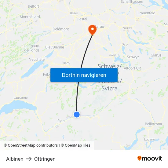 Albinen to Oftringen map