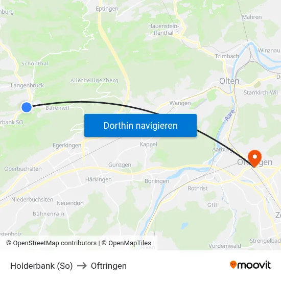 Holderbank (So) to Oftringen map