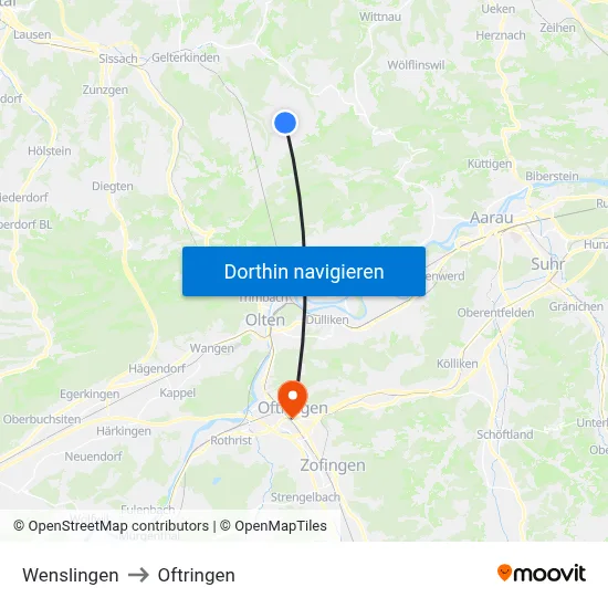 Wenslingen to Oftringen map