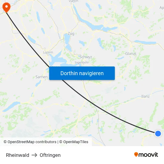 Rheinwald to Oftringen map