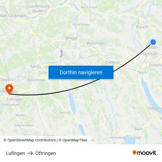 Lufingen to Oftringen map