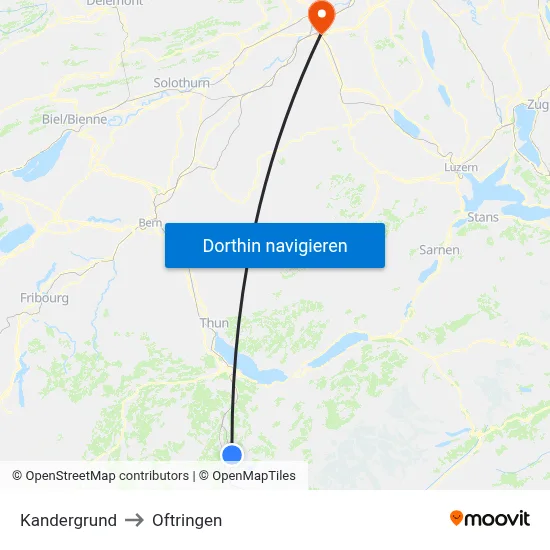 Kandergrund to Oftringen map