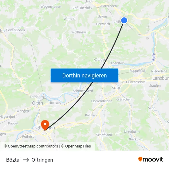 Böztal to Oftringen map