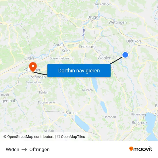 Widen to Oftringen map