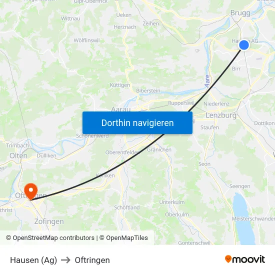 Hausen (Ag) to Oftringen map