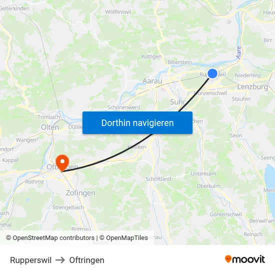 Rupperswil to Oftringen map
