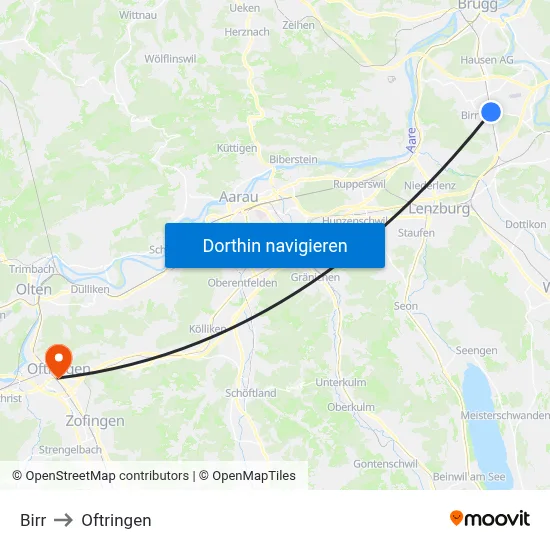 Birr to Oftringen map