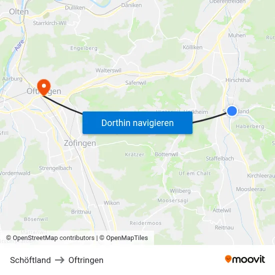 Schöftland to Oftringen map
