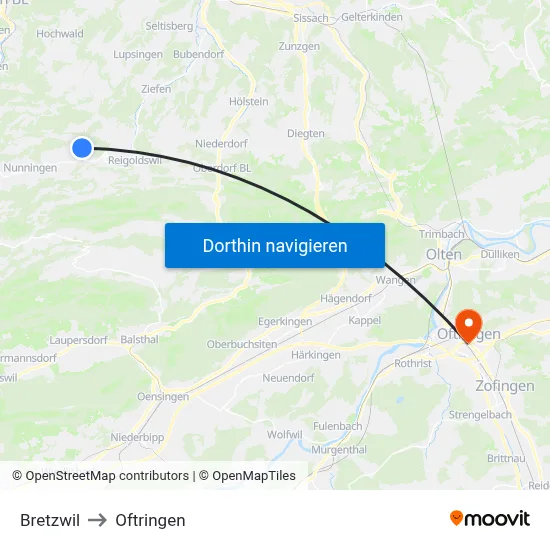 Bretzwil to Oftringen map