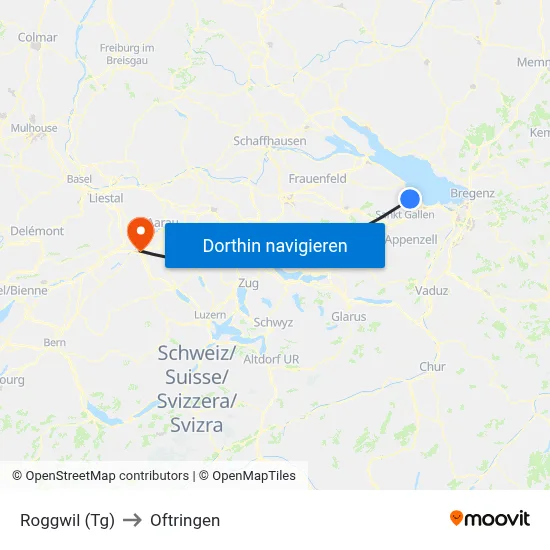 Roggwil (Tg) to Oftringen map
