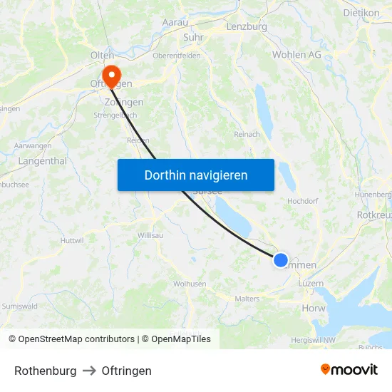 Rothenburg to Oftringen map