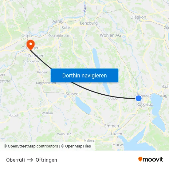Oberrüti to Oftringen map