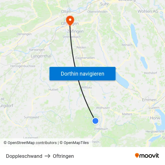 Doppleschwand to Oftringen map
