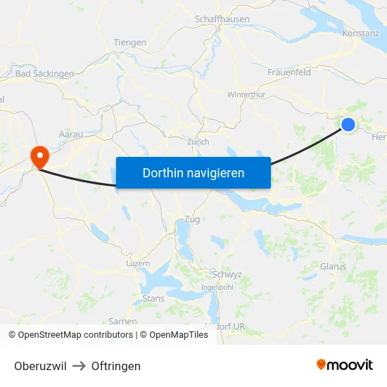 Oberuzwil to Oftringen map