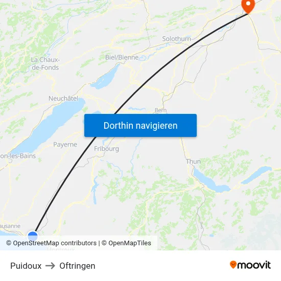 Puidoux to Oftringen map