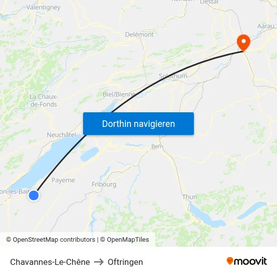 Chavannes-Le-Chêne to Oftringen map