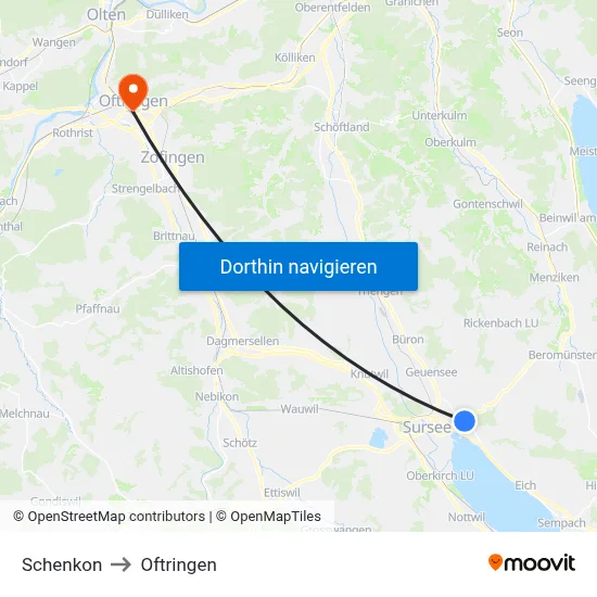 Schenkon to Oftringen map