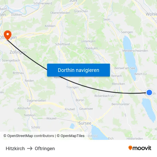 Hitzkirch to Oftringen map