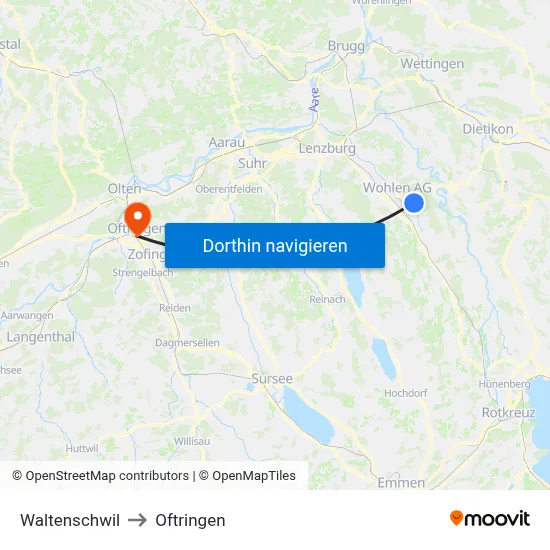Waltenschwil to Oftringen map
