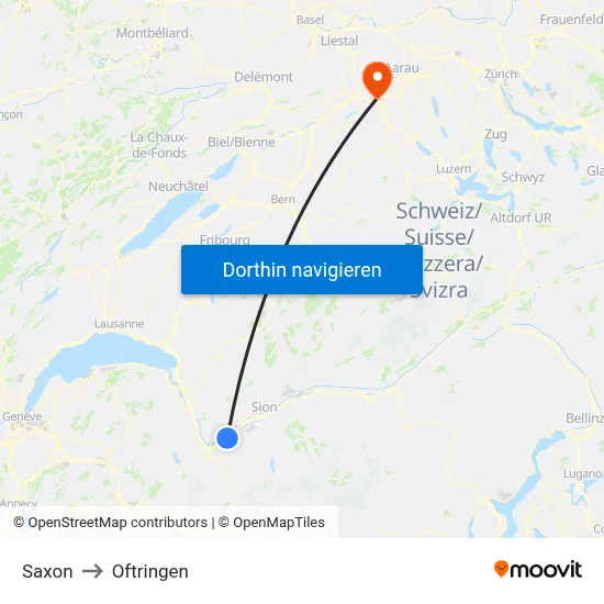 Saxon to Oftringen map