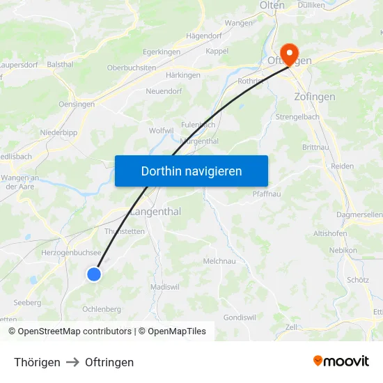 Thörigen to Oftringen map