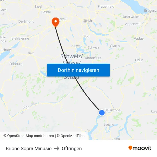 Brione Sopra Minusio to Oftringen map