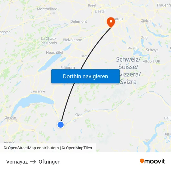 Vernayaz to Oftringen map