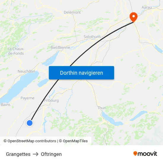 Grangettes to Oftringen map