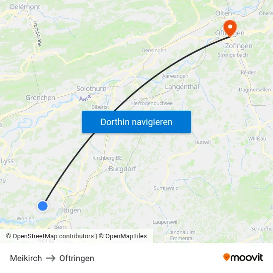 Meikirch to Oftringen map