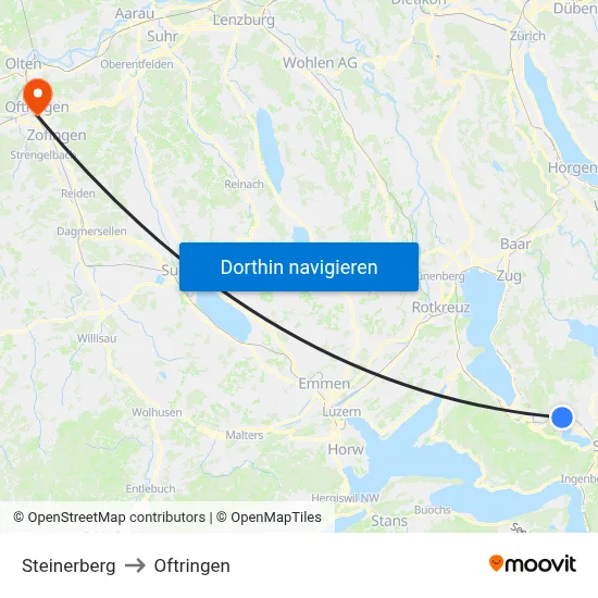 Steinerberg to Oftringen map