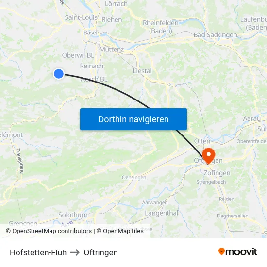 Hofstetten-Flüh to Oftringen map