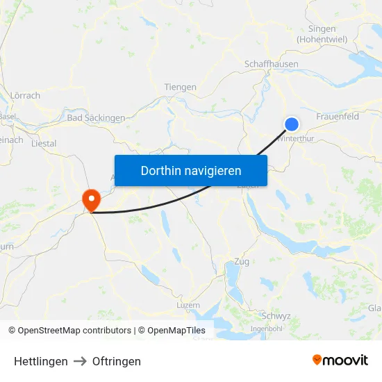 Hettlingen to Oftringen map