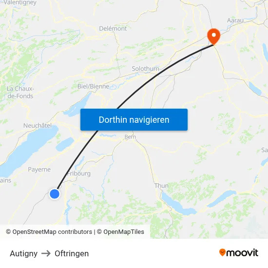 Autigny to Oftringen map