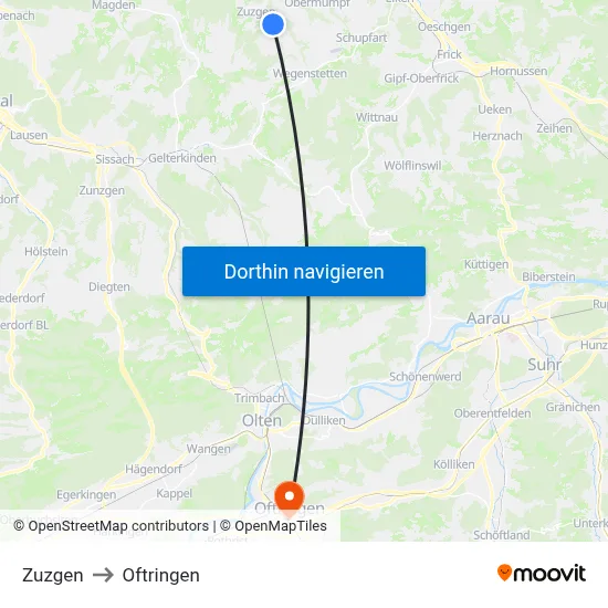 Zuzgen to Oftringen map
