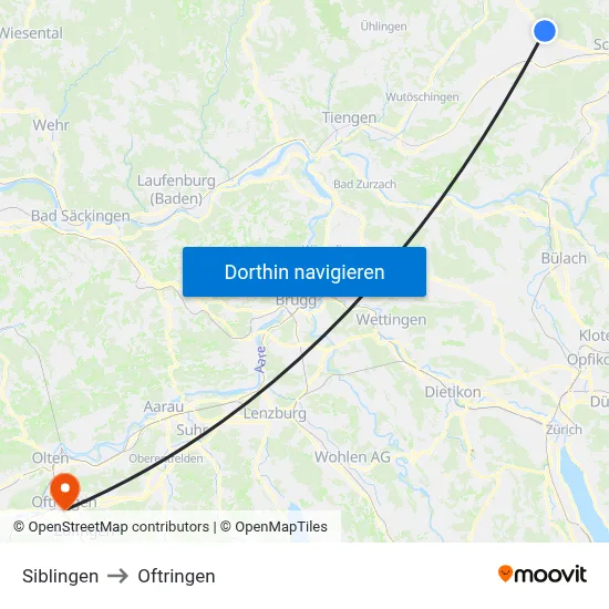 Siblingen to Oftringen map