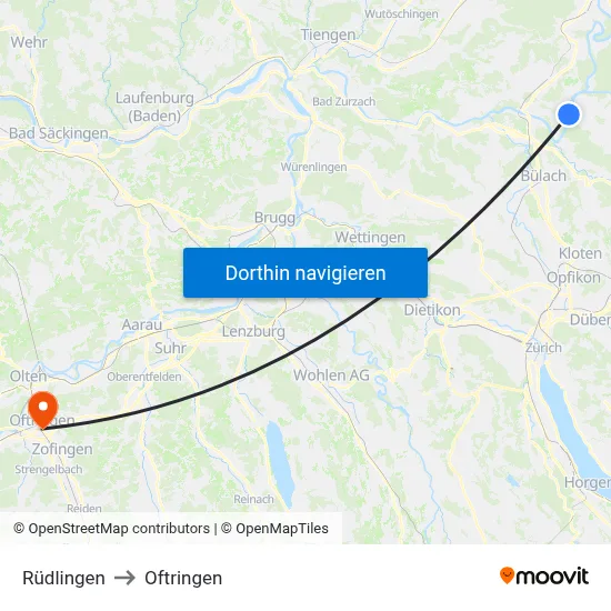 Rüdlingen to Oftringen map