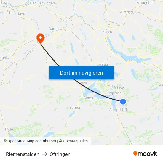 Riemenstalden to Oftringen map