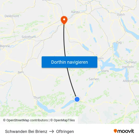 Schwanden Bei Brienz to Oftringen map