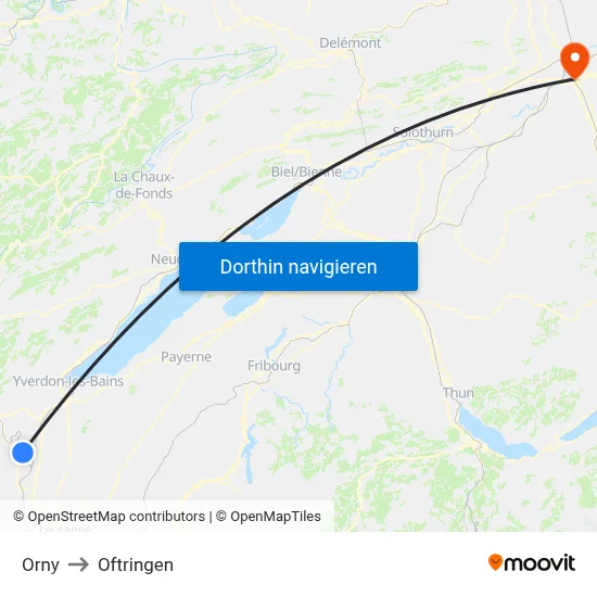 Orny to Oftringen map